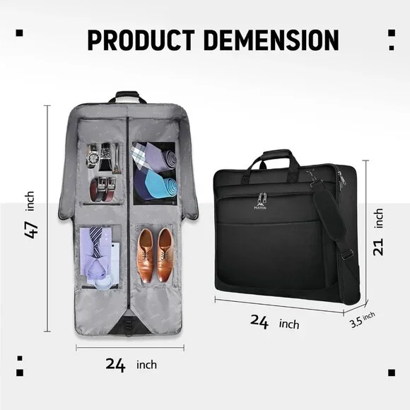 Garment Bag for Travel, Large Carry on Garment Bags with Strap for Business, Wat